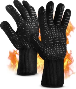 BBQ Handschoenen & Ovenwanten - BBQ Accesoires - Ovenhandschoenen Tot 500°C – Voorkomt Brandwonden Door Extra Lange Armbescherming - Zwart