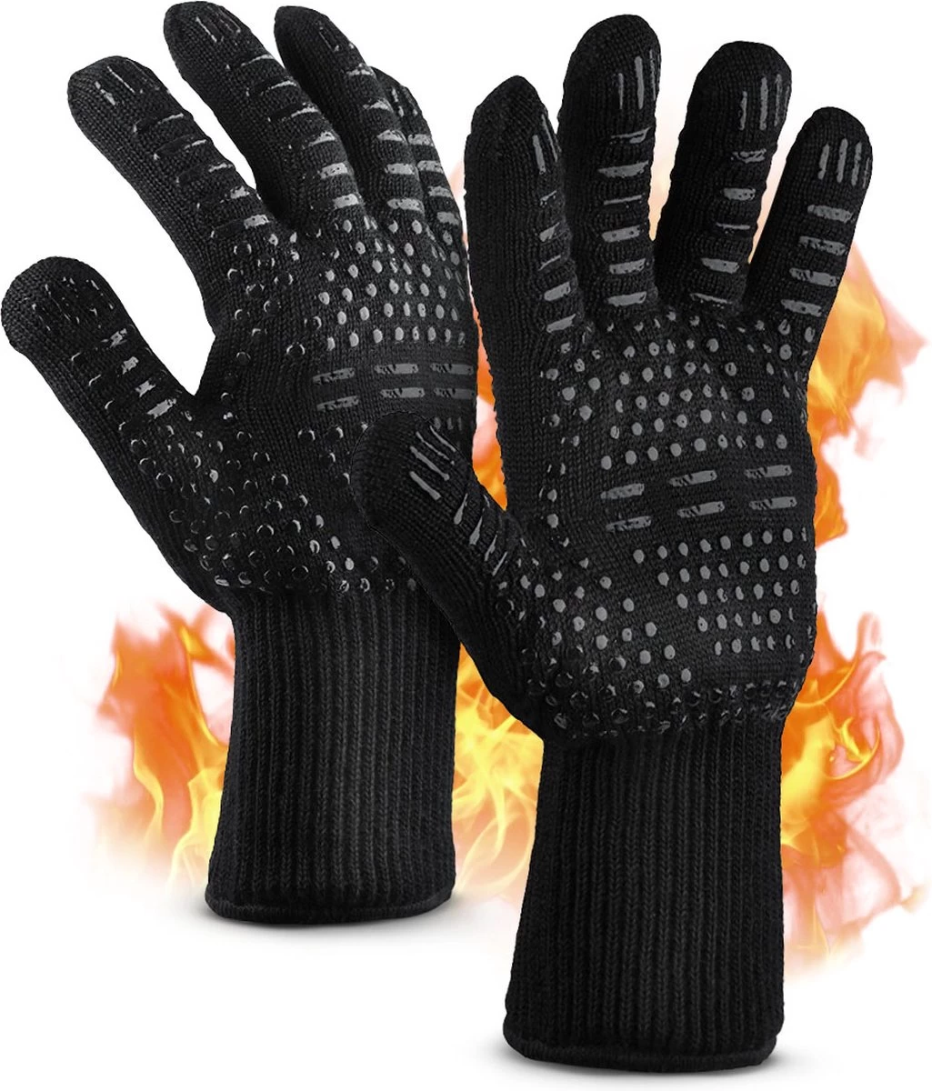 BBQ Handschoenen & Ovenwanten - BBQ Accesoires - Ovenhandschoenen Tot 500°C – Voorkomt Brandwonden Door Extra Lange Armbescherming - Zwart 1 BBQ Handschoenen & Ovenwanten - BBQ Accesoires - Ovenhandschoenen Tot 500°C – Voorkomt Brandwonden Door Extra Lange Armbescherming - Zwart