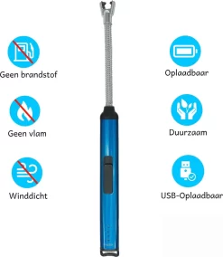 Elektrische Aansteker – USB Oplaadbaar - Blauw – Fornuis – BBQ – Openhaard – Lange Flexibele Aansteker 9 Elektrische Aansteker – USB Oplaadbaar - Blauw – Fornuis – BBQ – Openhaard – Lange Flexibele Aansteker -Thuis-BBQ 1042x1200