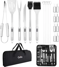 GrillX Barbecue Gereedschap Set - 19-delig - Inclusief Luxe Draagtas - BBQ Accesoires - Gereedschapset