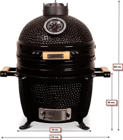 Patton Kamado 15" - Keramisch - Tafel Model - Premium Black - Medium - Zwart -Thuis-BBQ 1055x1200