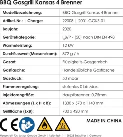 Kansas Gasgrill Barbecue - 4 Pits - RVS -Thuis-BBQ 1077x1200