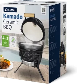 BluMill Kamado BBQ Egg - Kamado 13 Inch - Incl. Vlees Thermometer - Houtskoolbarbecues - Zwart - Ø 27cm -Thuis-BBQ 1090x1200