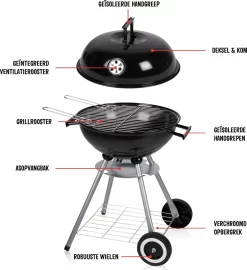 BBQ Collection Houtskoolbarbecue - Kogelbarbecue 45 X 60 Centimeter - Ronde Barbecue - Barbecue Op Wielen - Zwart - Metaal -Thuis-BBQ 1098x1200