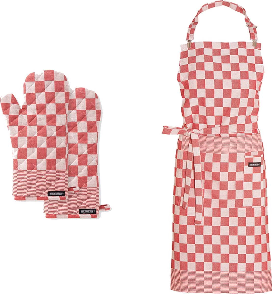 DDDDD Keukenset Barbeque Rood - 2x Ovenwant + 1x Keukenschort 1 DDDDD Keukenset Barbeque Rood - 2x Ovenwant + 1x Keukenschort
