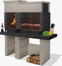 Sarom Fuoco - Betonnen Barbecue - San Pedro - Houtskool En Hout - 160 X 51.5 X 172,2 Cm
