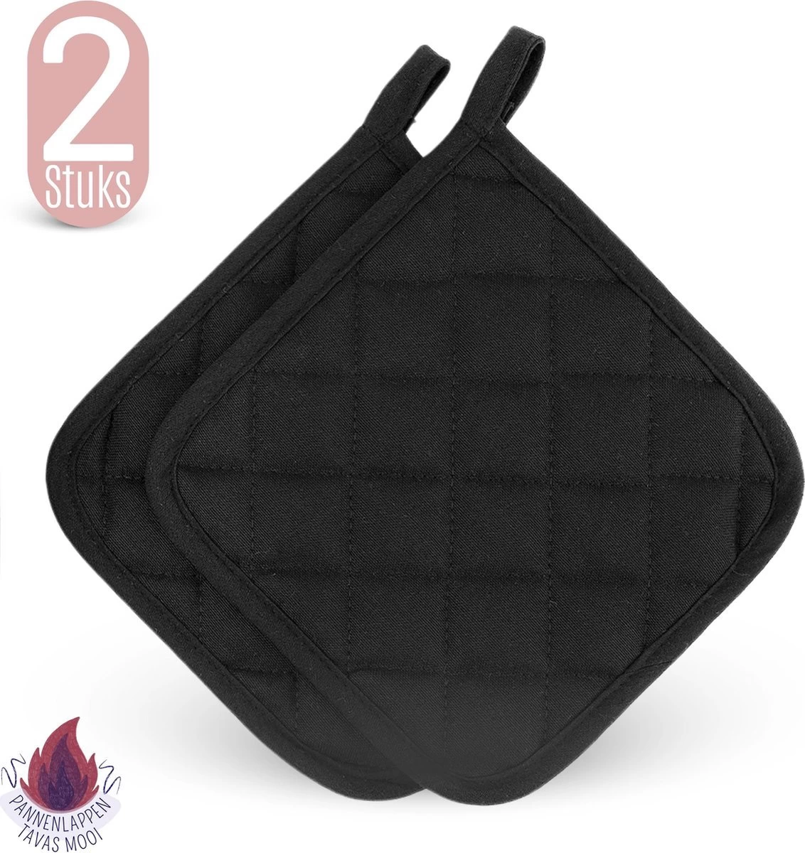 Merkloos Tavas Dream Hittebestendige Pannenlappen | 2 Stuks | Katoen, Thermolite | Tot 220°C | Zwart 1 Merkloos Tavas Dream Hittebestendige Pannenlappen | 2 Stuks | Katoen, Thermolite | Tot 220°C | Zwart