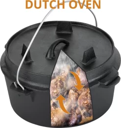 Dutch Mountains Gietijzeren Pannenset 7-delig - Dutch Oven – Braadpan - Grillpan - Hapjespan - Kookset In Houten Transportkist - Deksellifter - Brander -Thuis-BBQ 1139x1200 3