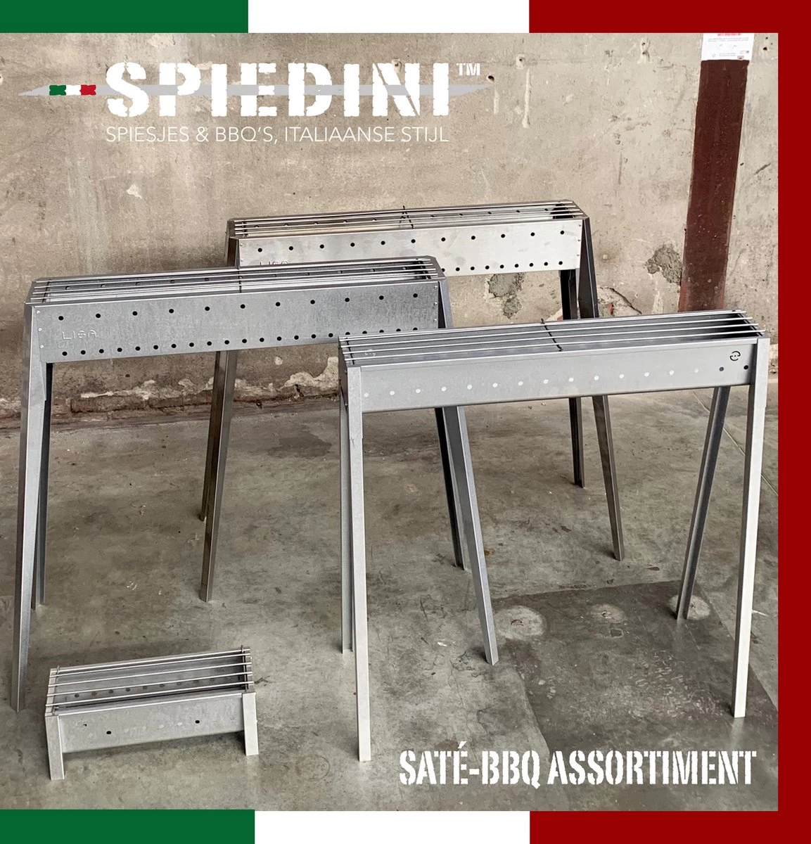 Spiedini Saté-bbq Bali 40 Mini - Kleine, Smalle Houtskoolbarbecue Met Horizontaal Rooster Voor Sate Of Andere Spiesjes - 40 Cm Lang, 11 Cm Breed, 14 Cm Hoog - Ideaal Voor Tuin- Of Open Haard, Of Balkon - Materiaal: Gealuminiseerd Ijzer 6 Spiedini Saté-bbq Bali 40 Mini - Kleine, Smalle Houtskoolbarbecue Met Horizontaal Rooster Voor Sate Of Andere Spiesjes - 40 Cm Lang, 11 Cm Breed, 14 Cm Hoog - Ideaal Voor Tuin- Of Open Haard, Of Balkon - Materiaal: Gealuminiseerd Ijzer - Afbeelding 6