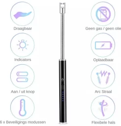 Merkloos BBQ Aansteker Oplaadbaar Met Usb Kabel - Elektrische Keuken Aansteker - Flexibele Aansteker - Zwart -Thuis-BBQ 1155x1200 1