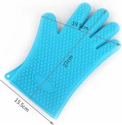 Merkloos Hittebestendige Siliconen Ovenwant - Antislip BBQ & Keuken Handschoenen - 2 Stuks - Blauw -Thuis-BBQ 1162x1200 3