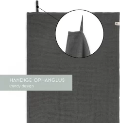 Walra Theedoeken Dry With Cubes, Stripes & Blocks - Keukenhanddoeken 3 X 50x70cm - Theedoeken En Keukendoeken Set 100% Katoen - Off Black -Thuis-BBQ 1165x1200 3