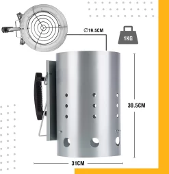 Kolen Starter GROOT - Brikettenstarter Met Veiligheidshandgreep - Snelstarter Voor Barbecue - BBQ Houtskool Starter -Thuis-BBQ 1165x1200 6
