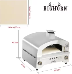 Bighorn Outdoor Edelstaal Gas Pizza Oven - Draagbare Gas Barbecue - Edelstaal -Model SRGG20001 -Thuis-BBQ 1169x1200
