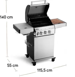 Burnhard Gas BBQ FRED JR. Deluxe - 2 Branders - Incl. Keramische Infraroodbrander & Afdekhoes - Deluxe -Thuis-BBQ 1170x1200