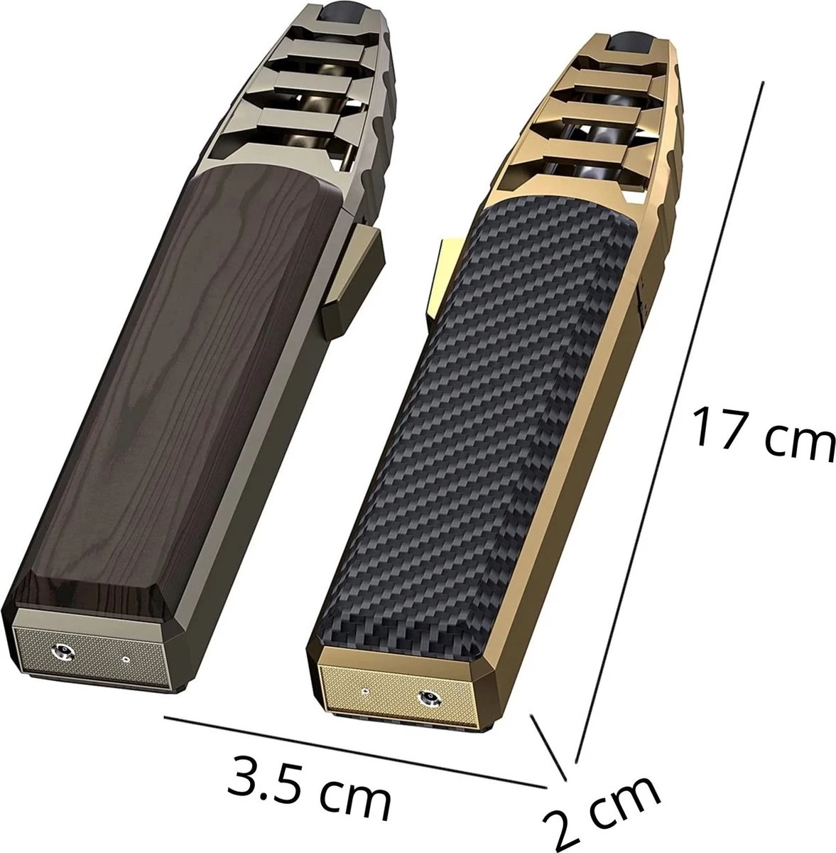 Merkloos Turbo Jetflame Aansteker - Gasbrander - Vuurwerk Torch - Crème Brûlée Brander - BBQ En Sigaren Aansteker - Windproof - Carbon Met Goudkleurige Metalen Behuizing 2 Merkloos Turbo Jetflame Aansteker - Gasbrander - Vuurwerk Torch - Crème Brûlée Brander - BBQ En Sigaren Aansteker - Windproof - Carbon Met Goudkleurige Metalen Behuizing - Afbeelding 2