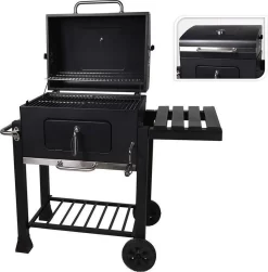 Houtskool BBQ Op Wielen + Tafel | Mat Zwart - X86000060 -Thuis-BBQ 1180x1200