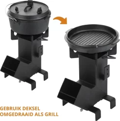 Dutch Mountains Gietijzeren Pannenset 7-delig - Dutch Oven – Braadpan - Grillpan - Hapjespan - Kookset In Houten Transportkist - Deksellifter - Brander -Thuis-BBQ 1185x1200 3