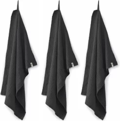 Walra Keukendoek Blocks - 50x70 - 100% Katoen - Off Black - 3 Stuks