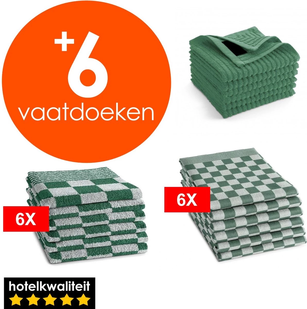 Zavelo 6x Theedoeken En 6x Keukendoeken Set + 6x VAATDOEKJES - 6x Theedoeken - 6x Keukendoeken - Groen 1 Zavelo 6x Theedoeken En 6x Keukendoeken Set + 6x VAATDOEKJES - 6x Theedoeken - 6x Keukendoeken - Groen