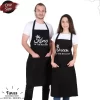 Merkloos Set Van 2 Zwart | 65x95 Cm | King & Queen Of The Kitchen | 2 Keukenschorten | Kookschort Met Zakken | Keukenschort Dames | Keukenschort Voor Vrouwen | Keukenschort Voor Mannen | Cadeutje- Kado | Kook- BBQ