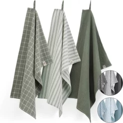 Walra Theedoeken Dry With Cubes, Stripes & Blocks - Keukenhanddoeken 3 X 50x70cm - Theedoeken En Keukendoeken Set 100% Katoen - Off Black -Thuis-BBQ 1196x1200 4