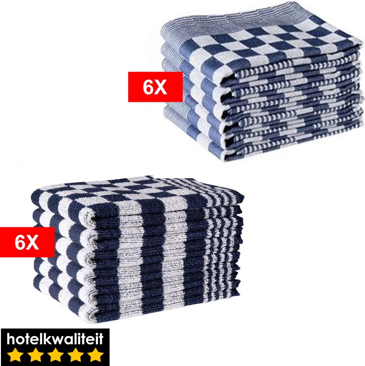 Merkloos Theedoeken En Keukendoeken Set - 6 Theedoeken - 6 Keukenhanddoeken - Blauw 1 Merkloos Theedoeken En Keukendoeken Set - 6 Theedoeken - 6 Keukenhanddoeken - Blauw