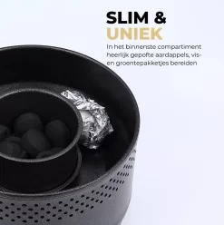 Ozocozy BBQ-ONE Houtskool Tafelbarbecue - Ø30 Cm- Zwart - Incl. Draagtas, Siliconen Bakkwast En RVS-Barbecuetang -Thuis-BBQ 1197x1200 5