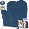 Ovenwanten Van Sophie Nordinn® - Ovenhandschoenen Nora (Blauw) - Ovenwanten 2 Stuks - Ovenwant Katoen