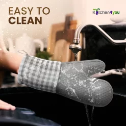 Kitchen4you Ovenwanten - Hoge Kwaliteit - Ovenhandschoenen - Grijs - Siliconen - Katoen -Thuis-BBQ 1198x1200 5