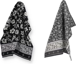 Luxe Keukendoek En Theedoek Dragonfly Zwart Van Bunzlau Castle | 100% Biologisch Katoen | Keukendoek 60x53cm En Theedoek 65x65cm