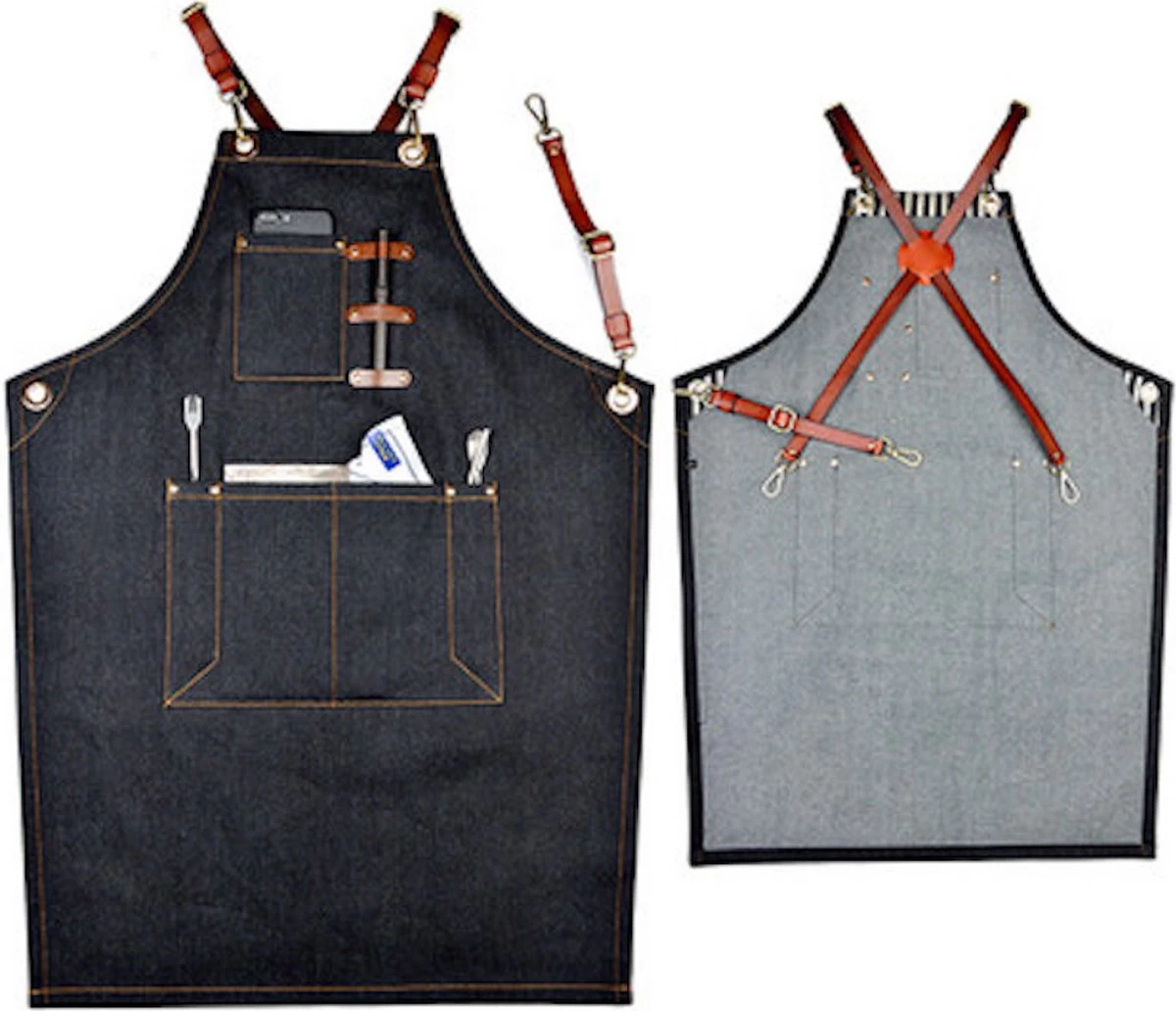 Schort - Denim - Zwart - Stoer - Dames - Heren - Spijkerstof - Sloof - Keuken Schort - Jeans - Kappers Schort - Koken - Bediening - Horeca - Bedrijfskleding - Hobby - Denim Schort - Hip - CADEAU TIP 3 Schort - Denim - Zwart - Stoer - Dames - Heren - Spijkerstof - Sloof - Keuken Schort - Jeans - Kappers Schort - Koken - Bediening - Horeca - Bedrijfskleding - Hobby - Denim Schort - Hip - CADEAU TIP - Afbeelding 3