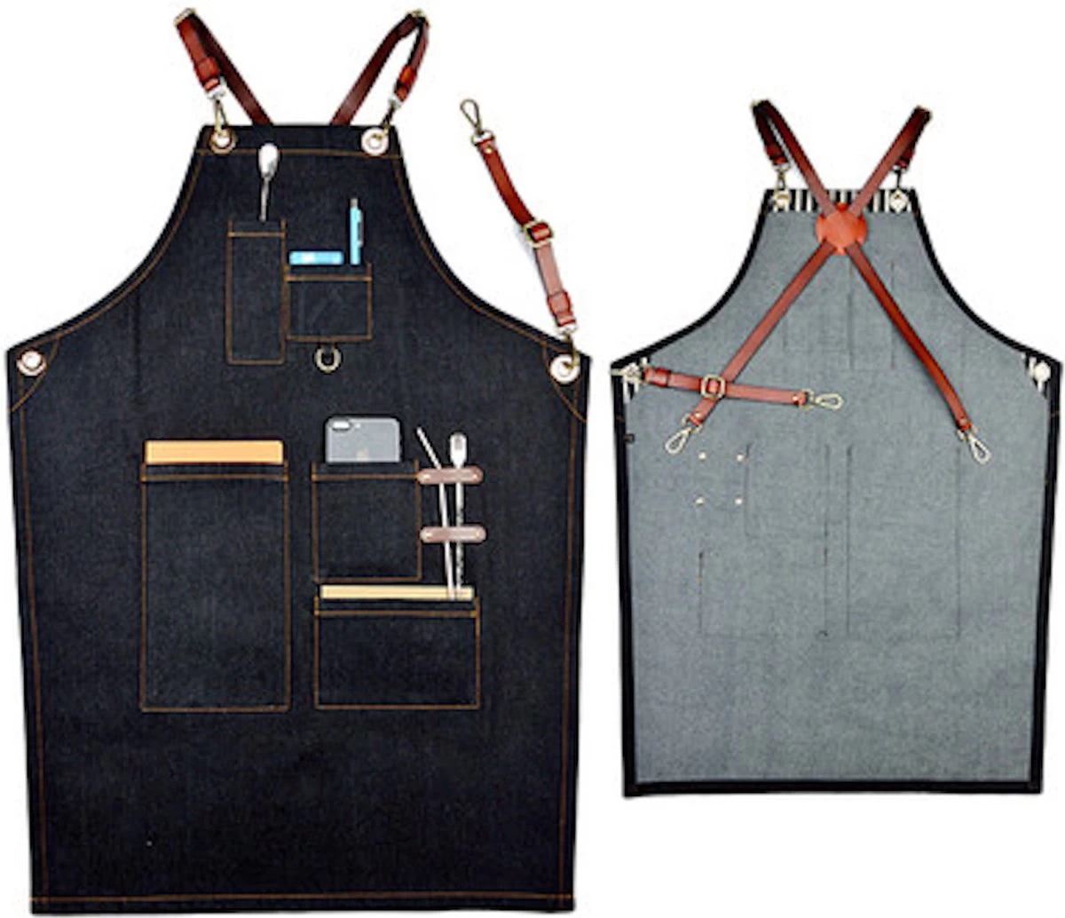 Schort - Denim - Zwart - Stoer - Dames - Heren - Spijkerstof - Sloof - Keuken Schort - Jeans - Kappers Schort - Koken - Bediening - Horeca - Bedrijfskleding - Hobby - Denim Schort - Hip - CADEAU TIP 2 Schort - Denim - Zwart - Stoer - Dames - Heren - Spijkerstof - Sloof - Keuken Schort - Jeans - Kappers Schort - Koken - Bediening - Horeca - Bedrijfskleding - Hobby - Denim Schort - Hip - CADEAU TIP - Afbeelding 2