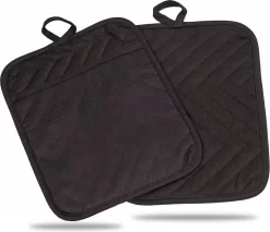 Roegaarden Pannenlappen - Pannenlap - 2 Stuks - Met Insteekvakken - Zwart