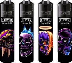 Clipper Classic Large "Skulls #21" Aanstekers (4 Stuks)