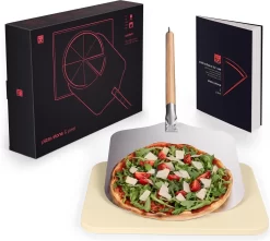 Blumtal - Pizzasteen Met XL Pizza Schep - Professionele Pizza Set - Cordieriet Pizza Stone