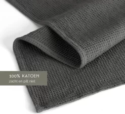 Walra Theedoeken Dry With Cubes, Stripes & Blocks - Keukenhanddoeken 3 X 50x70cm - Theedoeken En Keukendoeken Set 100% Katoen - Off Black -Thuis-BBQ 1200x1094 1