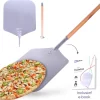 Qualux Pizzaschep Tweedelig – Pizzaschep Voor BBQ – Ophangbaar – Hout/rvs