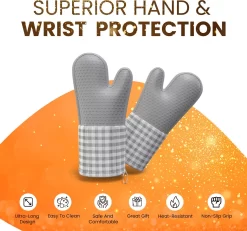 Kitchen4you Ovenwanten - Hoge Kwaliteit - Ovenhandschoenen - Grijs - Siliconen - Katoen -Thuis-BBQ 1200x1121 5