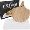 Gadgy Pizzasteen Met Pizzaschep – Cordieriet Voor Knapperige Pizzabodem – Pizzasteen Voor BBQ, Oven Of Kamado - Pizzaspatel - Pizza Set