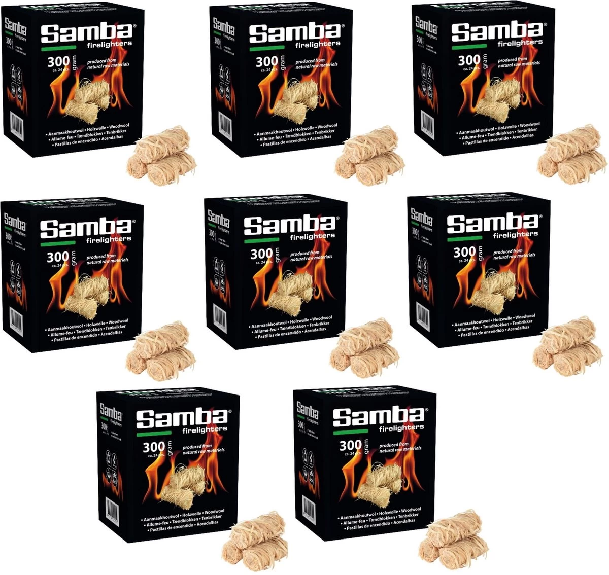 Samba Aanmaakhoutwol, Aanmaakkrullen, Wokkels á 192 Stuks - Omdoos 1 Samba Aanmaakhoutwol, Aanmaakkrullen, Wokkels á 192 Stuks - Omdoos