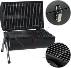 MaxxGarden BBQ - Houtskool Barbecue - Smoker Barbecue - Grilloppervlak (LxB) 38 X 52 Cm - Met Dubbel Grill Vlak - Zwart -Thuis-BBQ 1200x1148