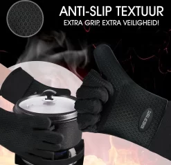 Sense Of Taste Ovenwanten - 2 Stuks - Ovenhandschoenen - Hittebestendig - 230°C - Siliconen - Zwart - Koken - Extra Lang -Thuis-BBQ 1200x1154 3