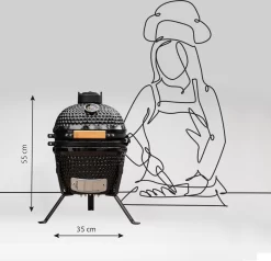 BluMill Kamado BBQ Egg - Kamado 13 Inch - Incl. Vlees Thermometer - Houtskoolbarbecues - Zwart - Ø 27cm -Thuis-BBQ 1200x1156