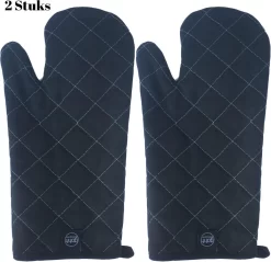 Gohh 2 Canvas Ovenhandschoenen Ovenwanten Zwart - 33 Cm (tot 300 Graden)