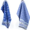 Luxe Keukendoek En Theedoek Fresh Royal Blauw Van Bunzlau Castle | 100% Biologisch Katoen | Keukendoek 60x53cm En Theedoek 65x65cm