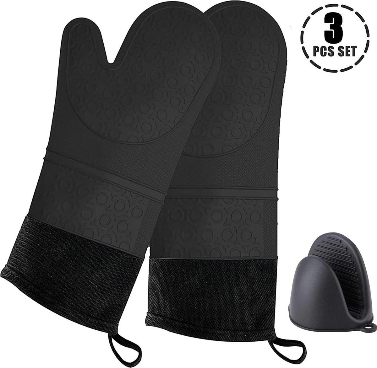 SWILIX ® Ovenwanten 2 Stuks - Ovenhandschoenen - Siliconen Ovenwant - Zwart 1 SWILIX ® Ovenwanten 2 Stuks - Ovenhandschoenen - Siliconen Ovenwant - Zwart