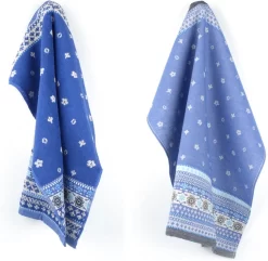 Luxe Keukendoek En Theedoek Fresh Royal Blauw Van Bunzlau Castle | 100% Biologisch Katoen | Keukendoek 60x53cm En Theedoek 65x65cm