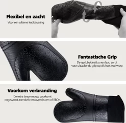 SWILIX ® Ovenwanten 2 Stuks - Ovenhandschoenen - Siliconen Ovenwant - Zwart 17 SWILIX ® Ovenwanten 2 Stuks - Ovenhandschoenen - Siliconen Ovenwant - Zwart -Thuis-BBQ 1200x1173 3