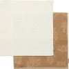 Riviera Maison Keukenhanddoeken Set Van 2, Keukendoeken Vierkant - RM Coral Reef Kitchen Towel - Beige / Wit - Katoen - 2 Stuks